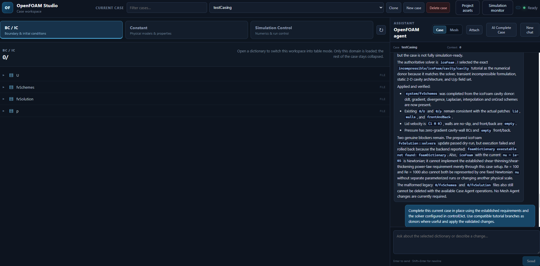 Case workspace interface screenshot