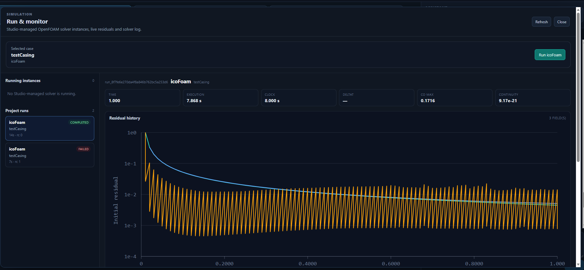 Simulation monitor interface screenshot